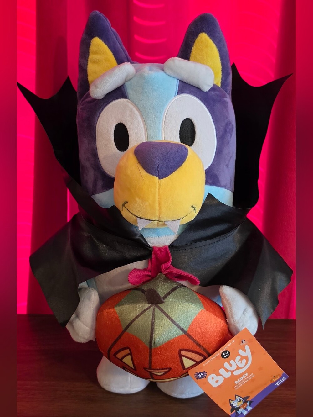 Vampire Bluey Halloween Door Greeter with Pumpkin NWT